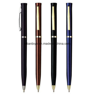 Stylo en métal bon marché avec galons or empreinte Logo personnalisé (LT-A002)